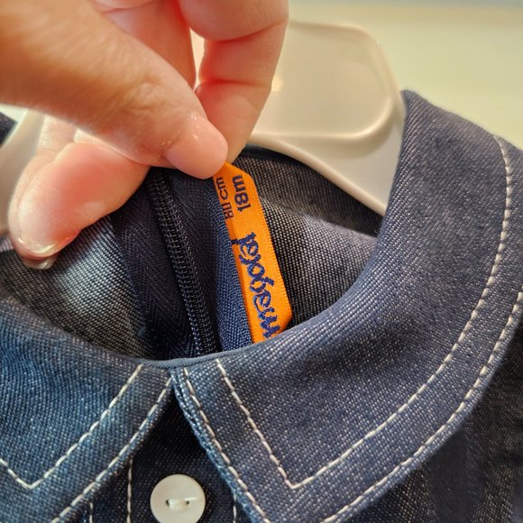 NWT Mayoral Girls Denim Twill Pleated Dress - Size 18 mo - Picture 6 of 7